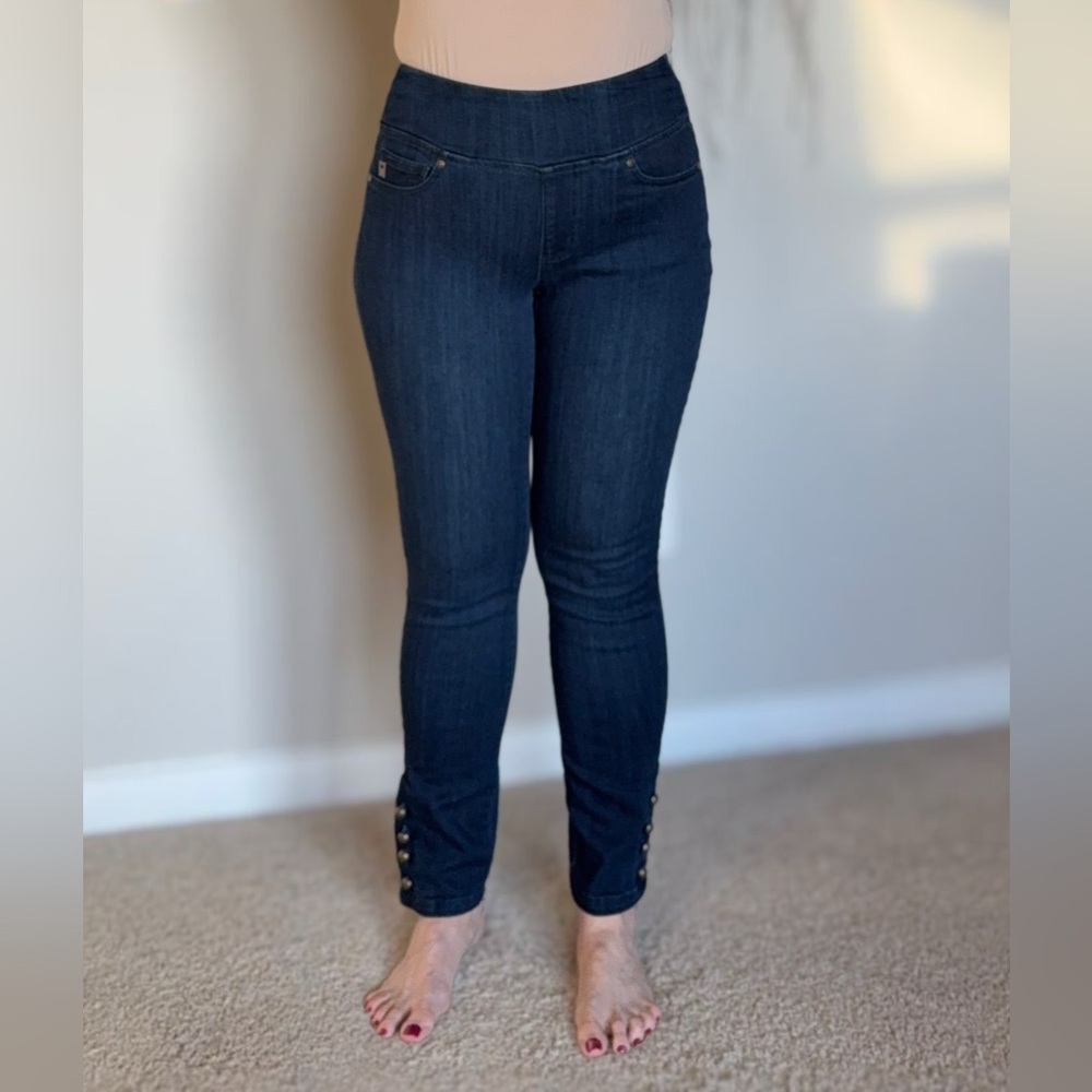 Belle by Kim Gravel Dark Blue Skinny Jeans - Picture 2 of 16